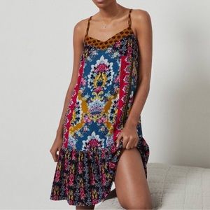 Anthropologie Zadie Dress Womens Large Velvet Spaghetti Strap Multicolor